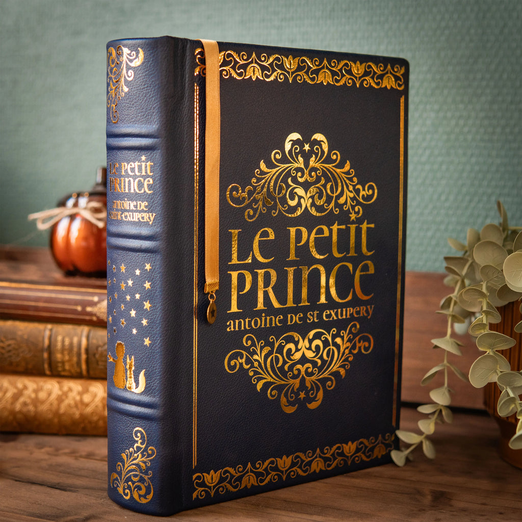 LE PETIT PRINCE - Relié à la main (cuir véritable) Bleu Marine - Enide Books